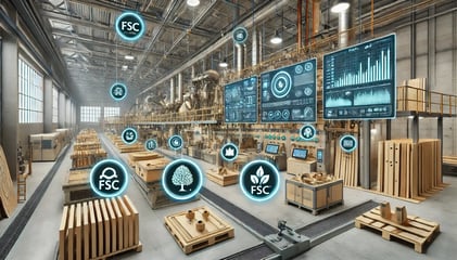 DALL·E 2024-07-15 12.50.13 - A modern wood production facility equipped with advanced sensors and real-time data displays. The scene should show high-tech Plug-and-Play sensors mo